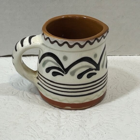 VTG Mini Ceramic Brown White Handmade Pitcher w/Handle 2.75" Tall From Ukraine - Picture 3 of 12